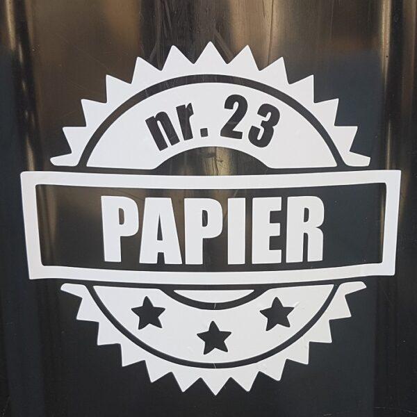 Containersticker stempel met huisnummer en papier