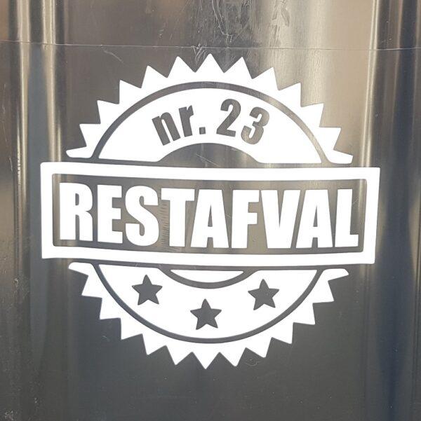 Containersticker stempel met huisnummer en restafval