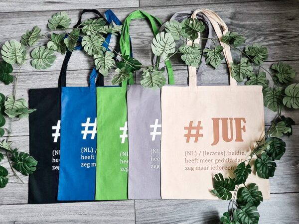 Katoenen tas #juf - Afbeelding 7