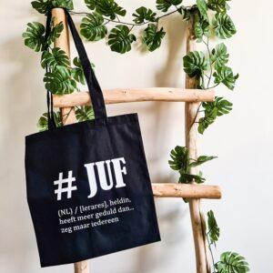 Zwarte katoenen tas # juf