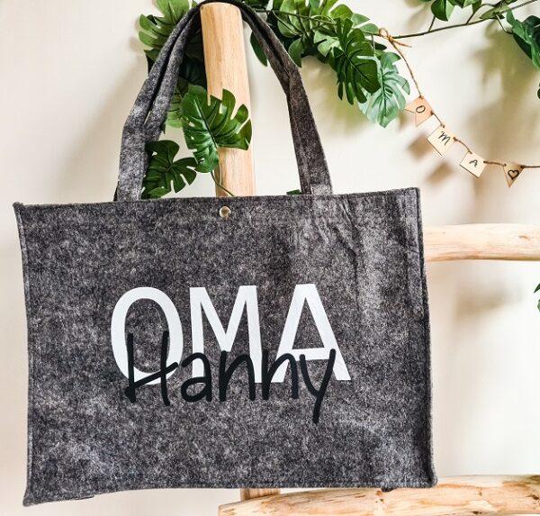 Grijze vilten tas Oma - Afbeelding 2