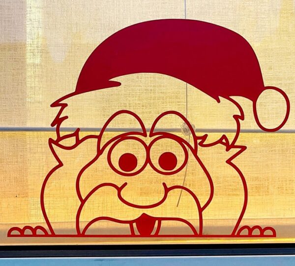 Raamsticker Gluurkerstman van 30x38 cm