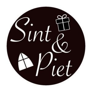 Raamsticker rond met tekst: Sint en piet.