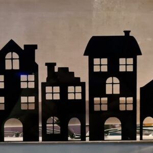 Raamstickers met verschillende huizen